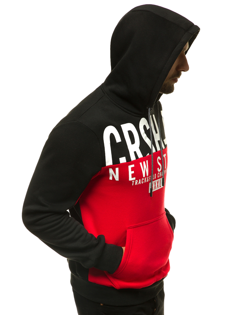 Мъжки суитшърт с качулка червена OZONEE JS/KS2115