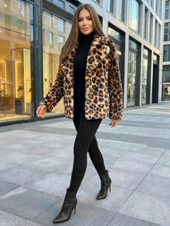 Дамско бежово и кафяво сако OZONEE JS/61M8500/158Z