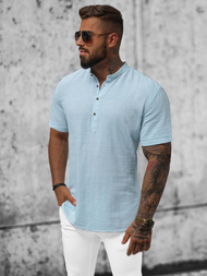Мъжка риза с къс ръкав светлосиня OZONEE O/V46