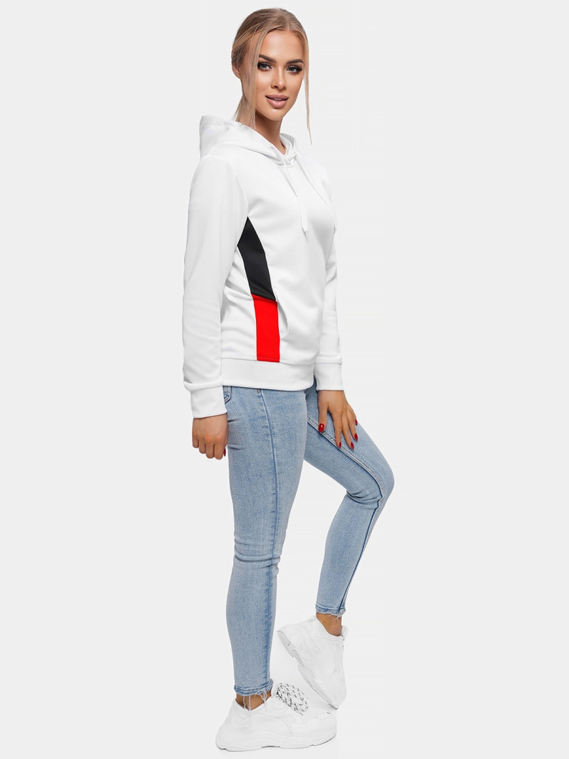 Дамски суитчър с качулка бяла OZONEE JS/JK88117/JK88125/1Z