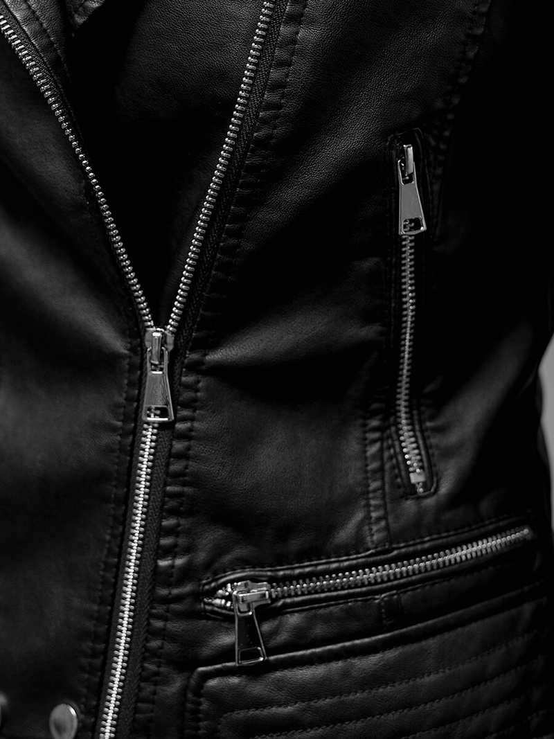 Дамско кожено яке черна OZONEE JS/11Z8030