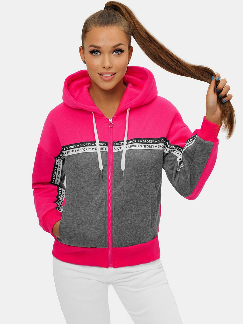 Дамски суитчър с качулка розово-сиво OZONEE JS/B26044Z