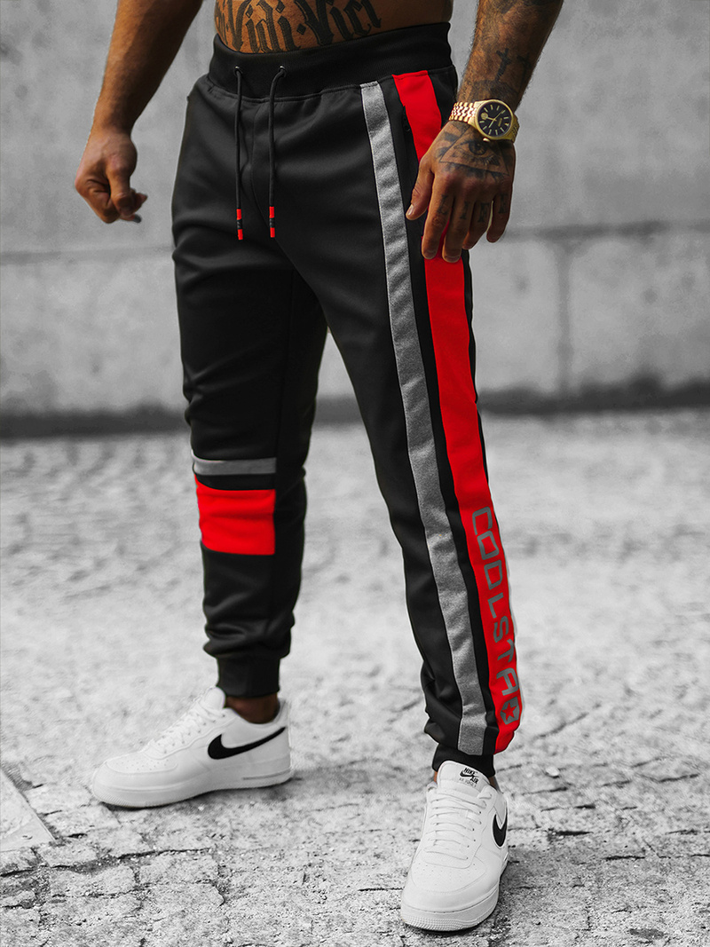 Мъжко долнище на анцуг черни OZONEE JS/K10132Z