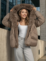 Дамско яке тъмно-бежово OZONEE O/16M9179/84Z