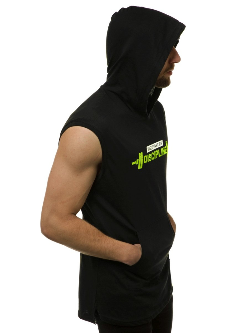 Мъжка тениска черно жълто OZONEE MACH/M1211