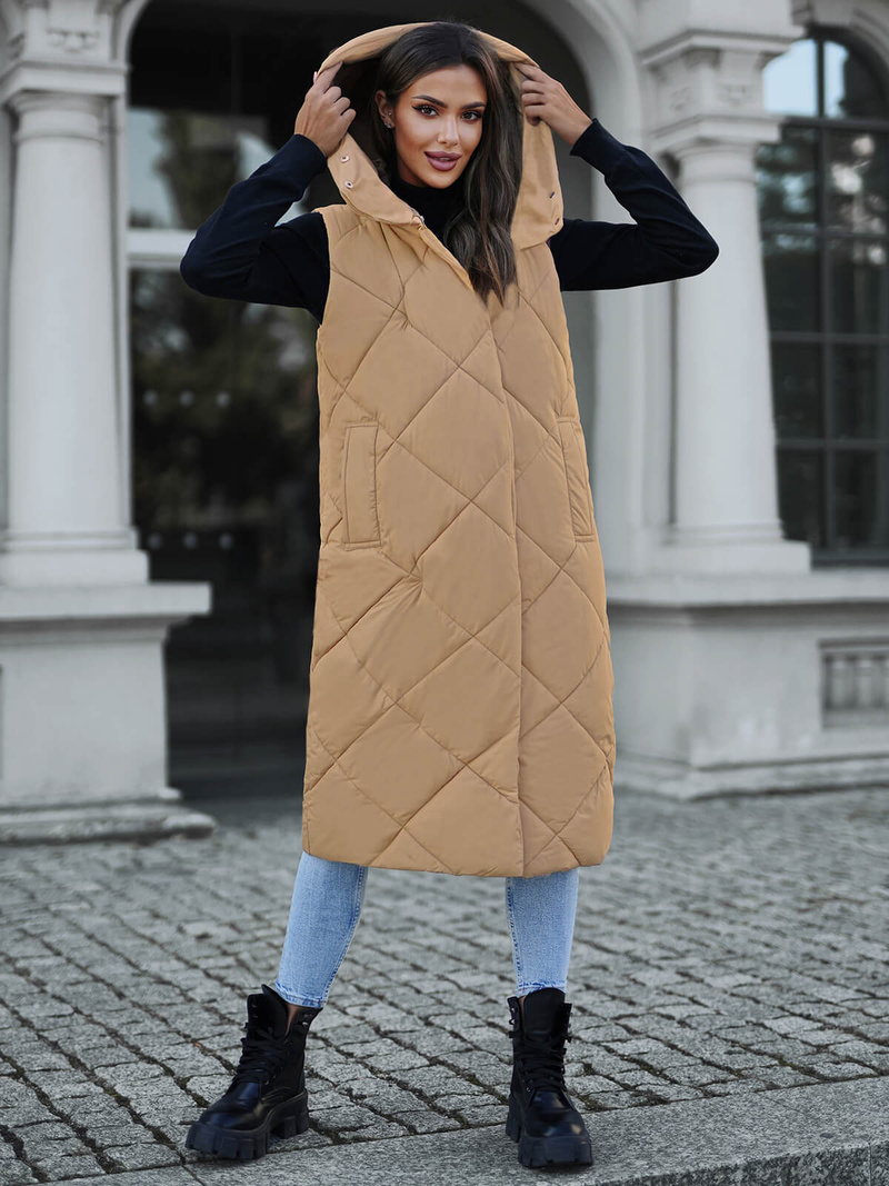 Дамска жилетка камел OZONEE JS/5M3165/84Z