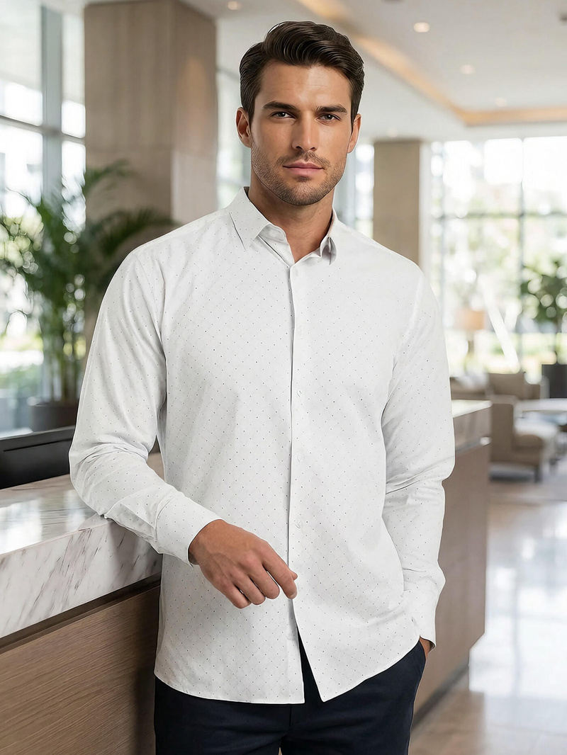 Мъжка риза бяла OZONEE V/V185Z