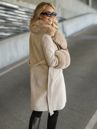 Дамско палто екрю OZONEE JS/61M8509/280