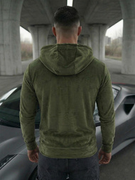 Мъжки велурен суитшърт каки OZONEE JS/8B1168/29Z