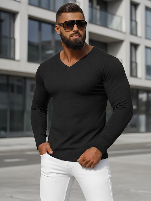 Мъжки пуловер черен OZONEE NB/MMB601/4Z