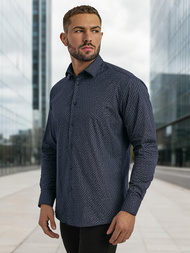 Мъжка риза тъмносиньо OZONEE V/V186