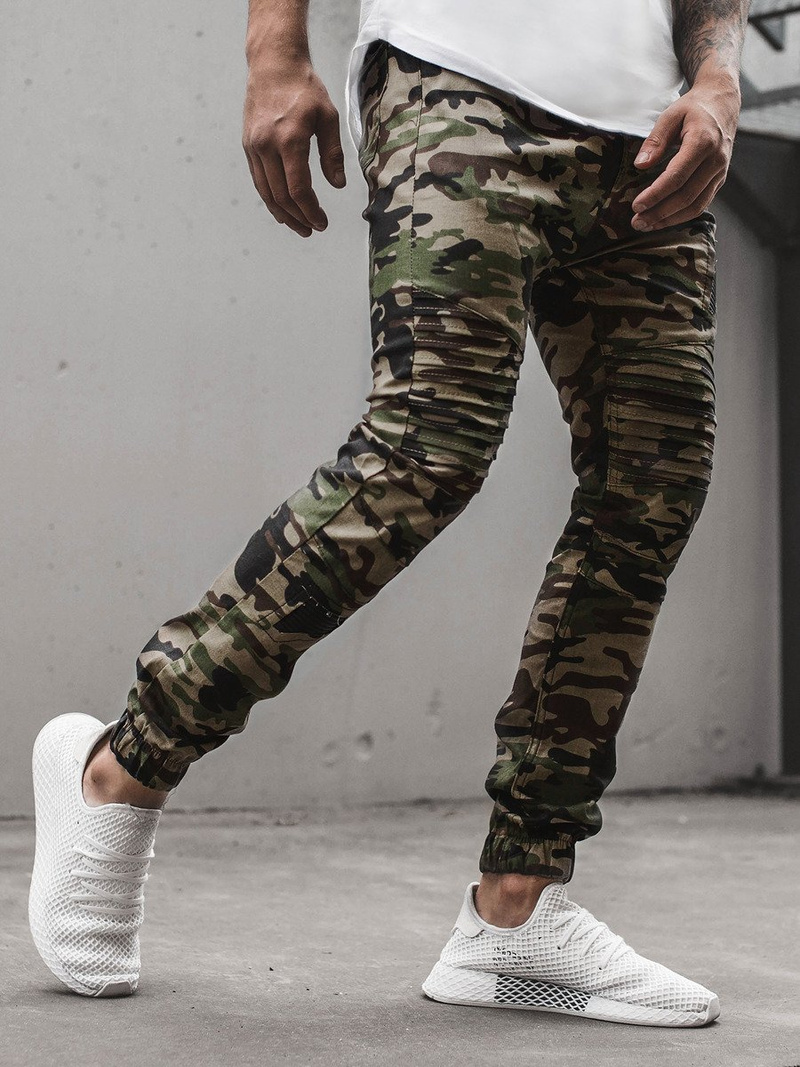 Мъжки панталони JOGGER камуфлажно-зелени OZONEE A/829