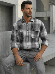 Мъжка риза черно-бяла OZONEE NB/MC728N/4Z