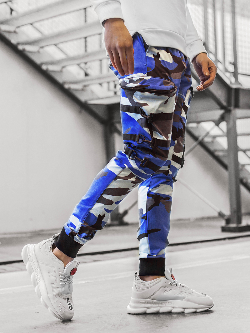 Мъжки панталони jogger синьо-черно OZONEE G/11132