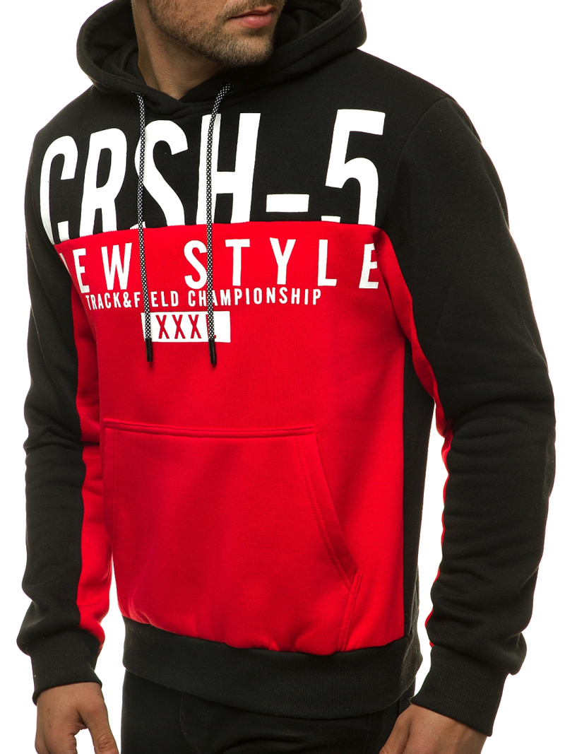 Мъжки суитшърт с качулка червена OZONEE JS/KS2115