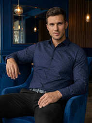 Мъжка риза тъмносиньо OZONEE V/V181Z