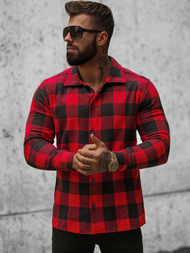 Мъжка риза черно-червена OZONEE O/L0149