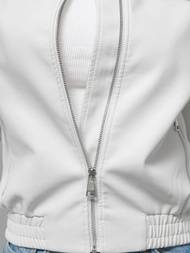 Дамско кожено яке бял OZONEE O/G116