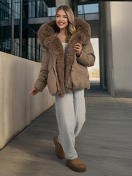 Дамско яке тъмно-бежово OZONEE O/16M9179/84Z