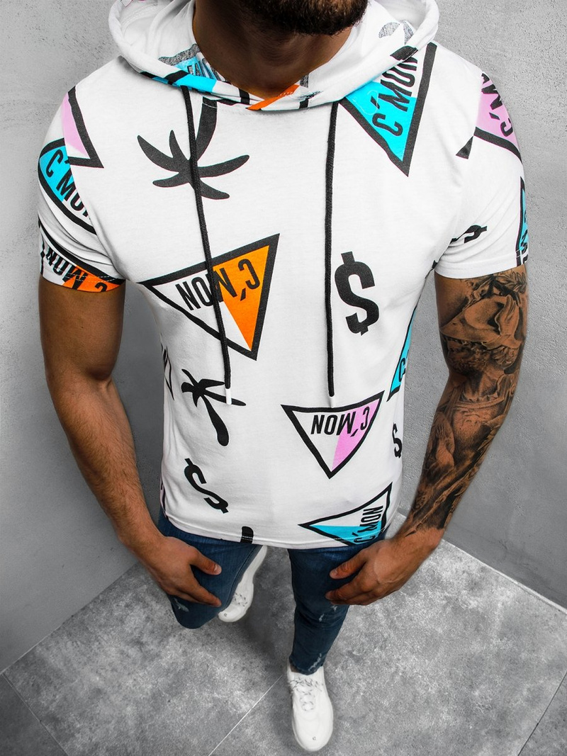 Мъжка тениска бяло OZONEE O/BL204Z