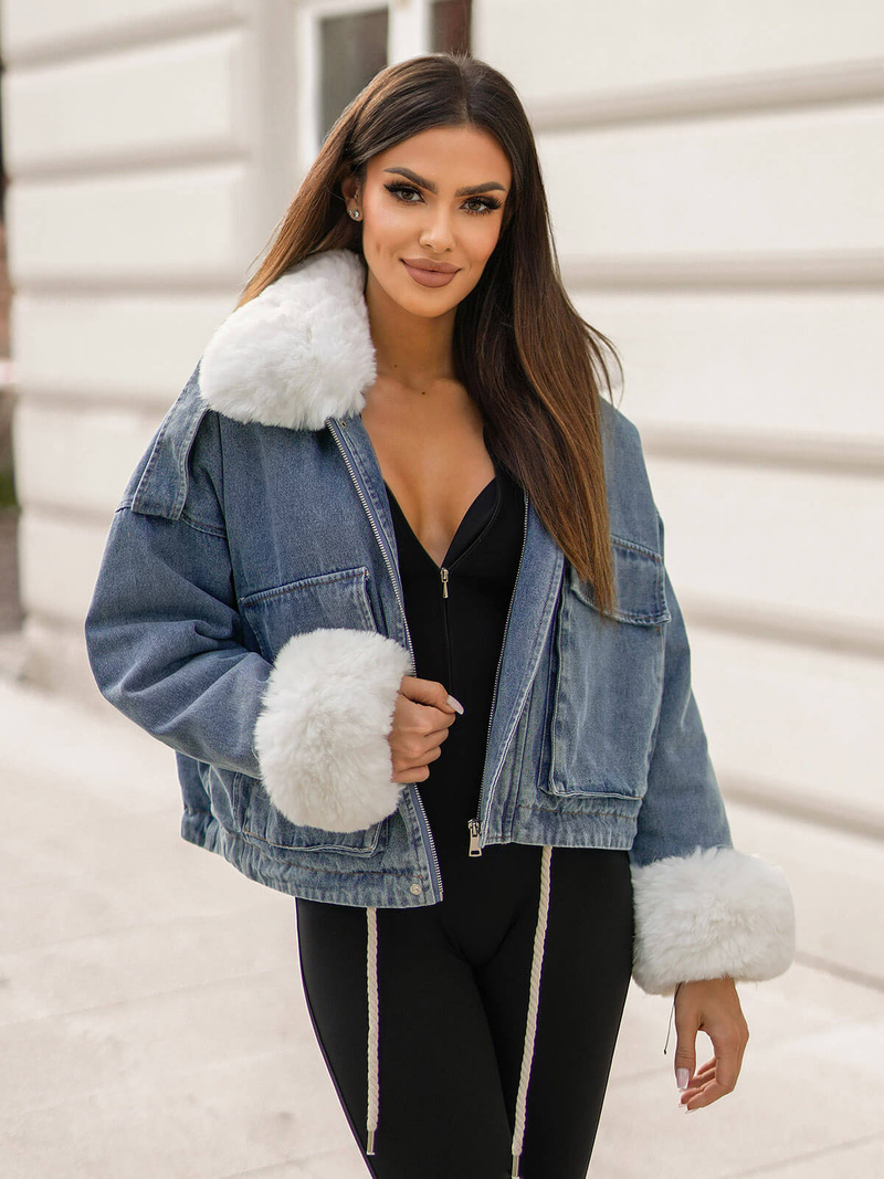 Дамско джинсово яке синя OZONEE JS/11Z8219