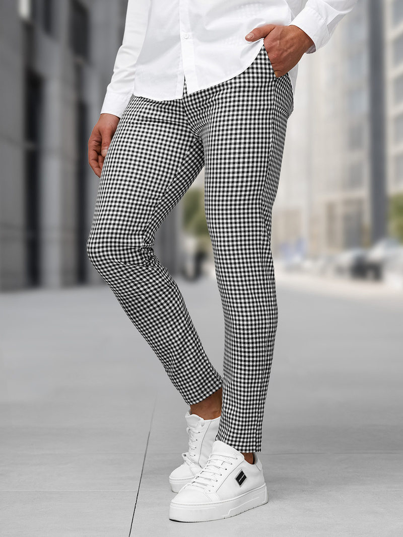 Мъжки панталони черно-бяло OZONEE DJ/5531Z