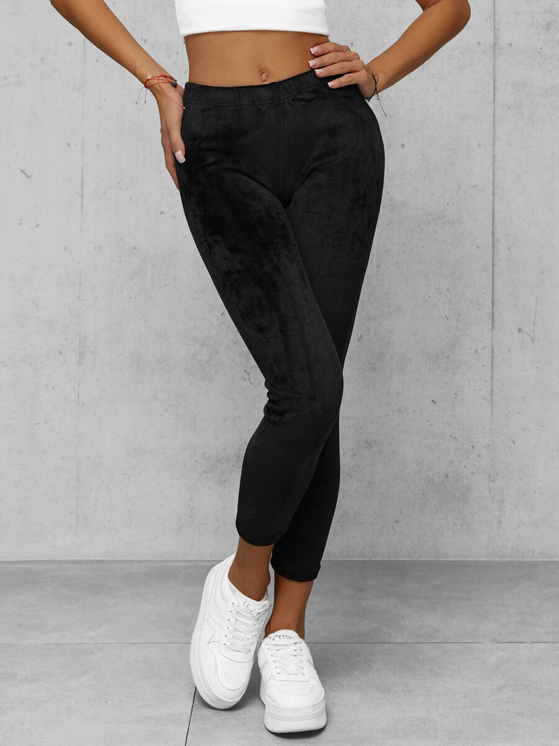 Дамско велурени спортни панталони черно OZONEE JS/92K521/3