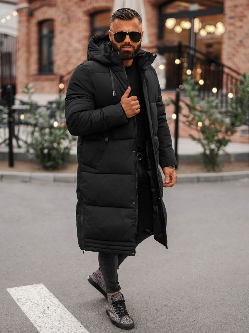 Мъжко зимно яке черно OZONEE JS/19M1290/392