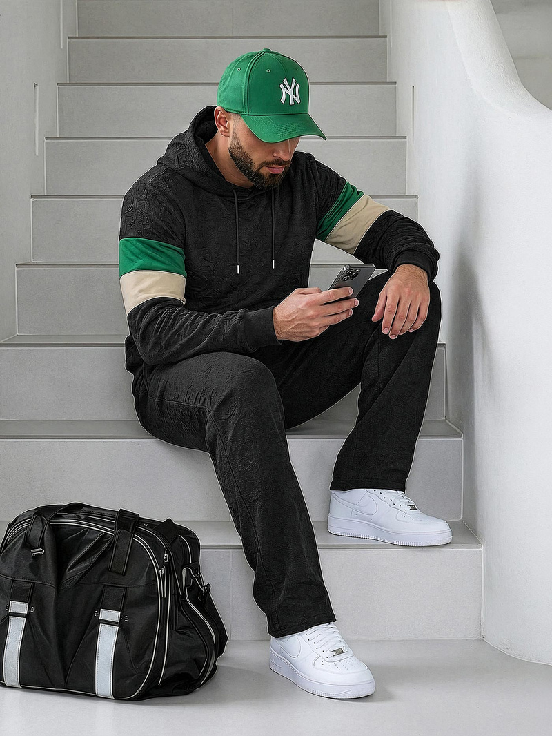 Мъжки суитшърт черно OZONEE JS/3B578