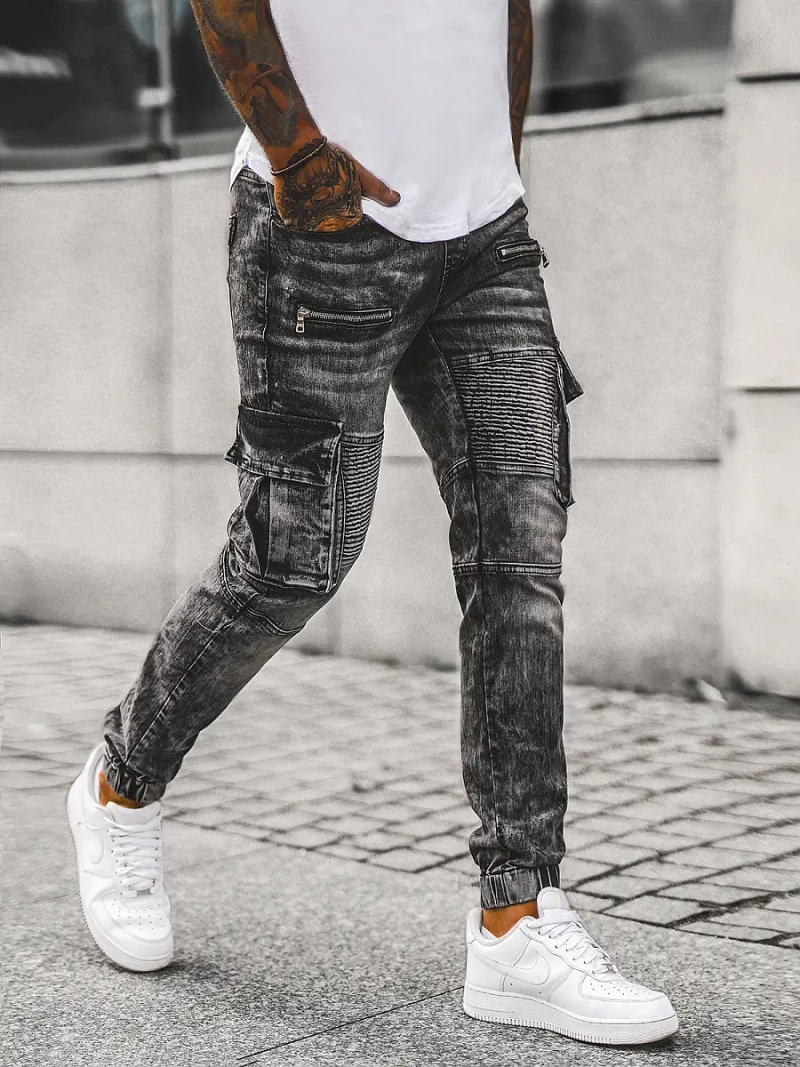 Мъжки дънки jogger черни OZONEE NB/MP0112N