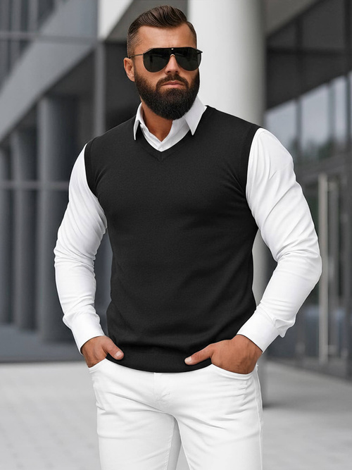 Мъжки пуловер черен OZONEE NB/MM6005/4Z