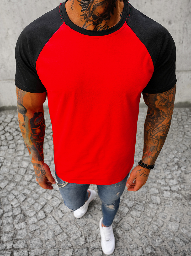 Мъжка тениска червено-черен OZONEE JS/8T82/8