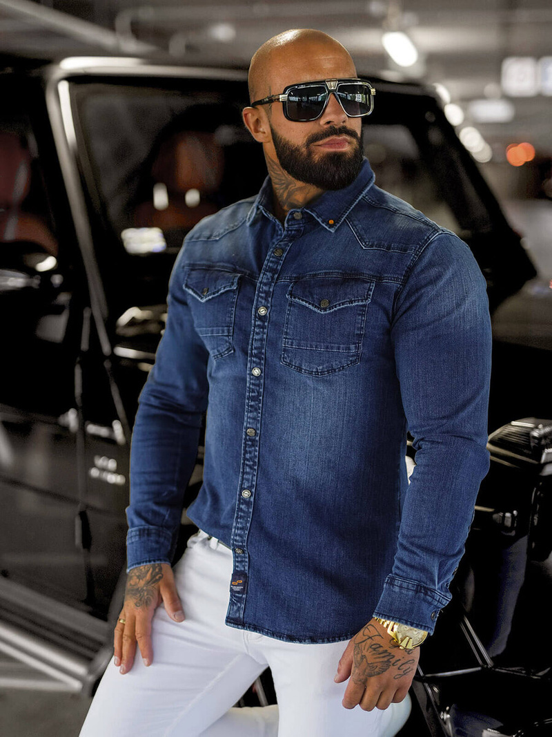 Мъжка риза синя OZONEE O/51411