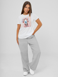 Дамска тениска бяло-розово OZONEE JS/YJ77726