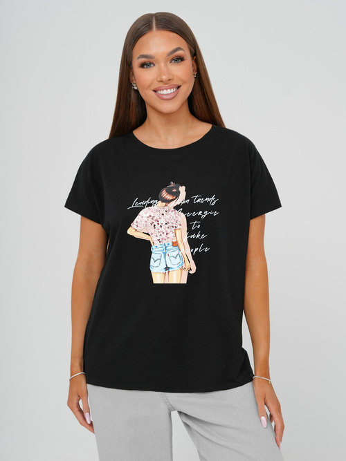 Дамска тениска черна OZONEE JS/95T2573/3