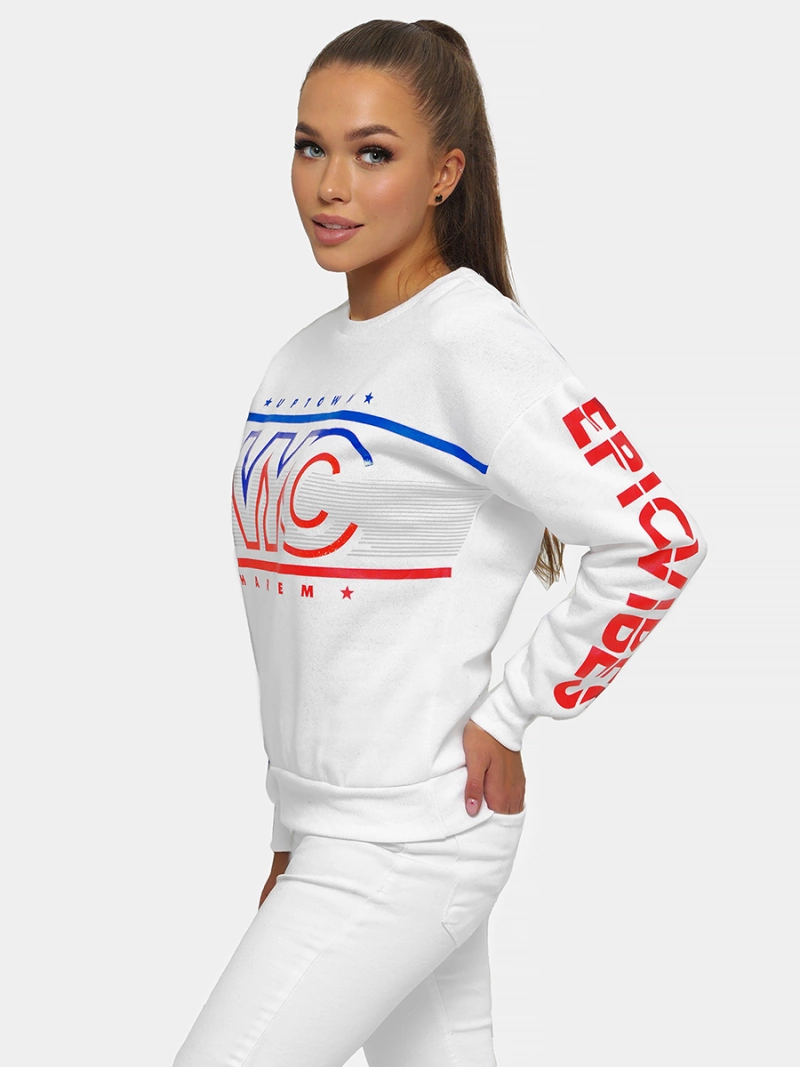 Дамски суитшърт бял OZONEE JS/B26008