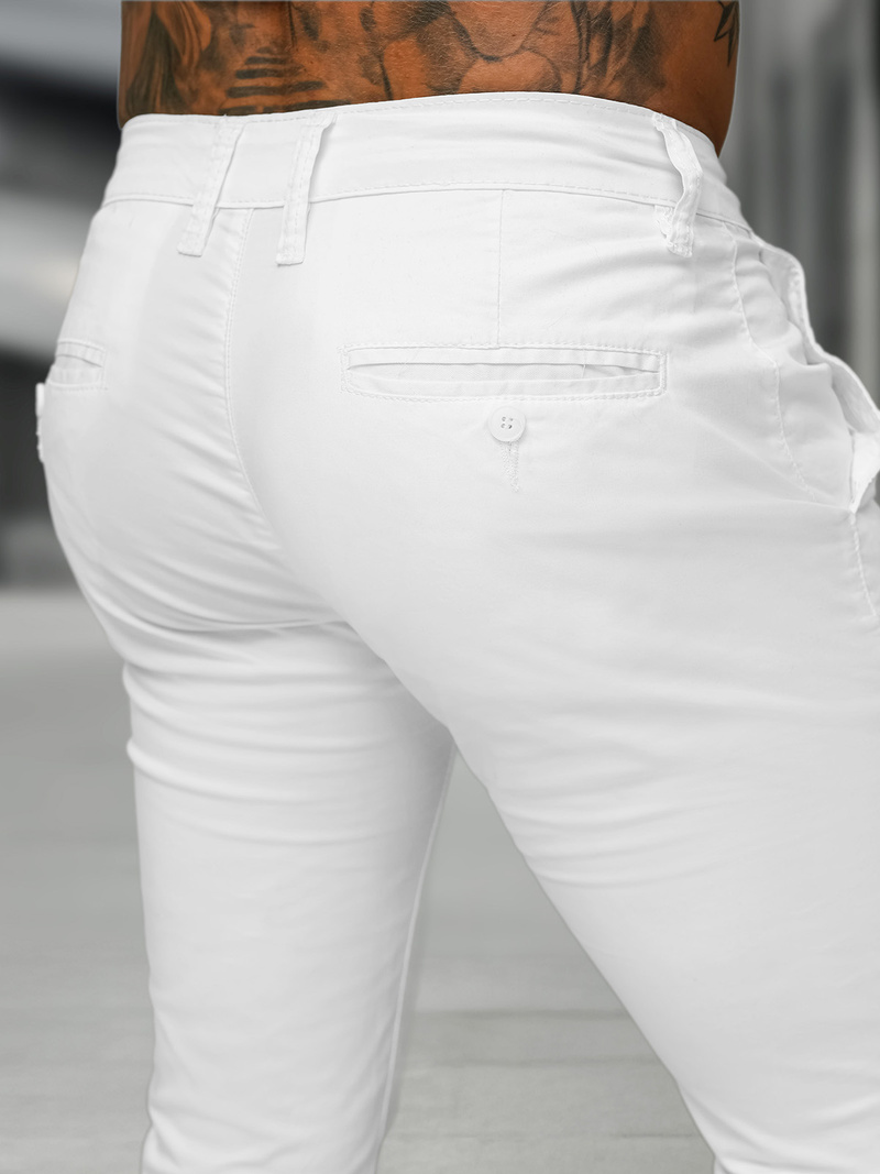 Мъжки чино панталони бяло OZONEE BL/SK222/2