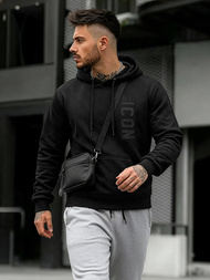 Мъжки суитшърт с качулка черен OZONEE JS/8B1973/3