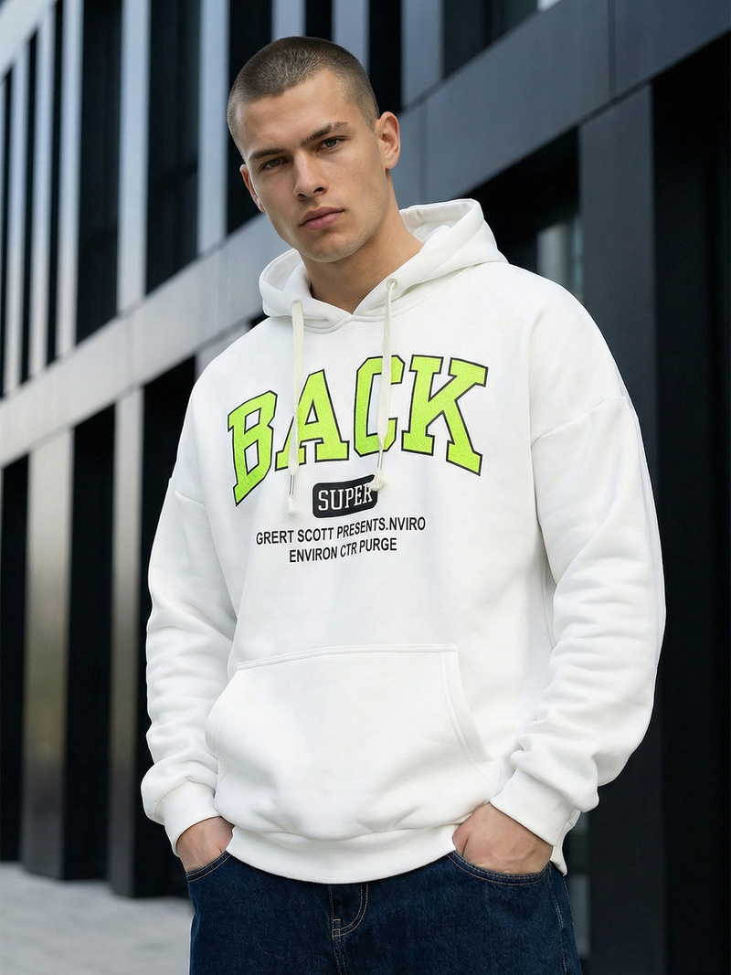 Мъжки суитшърт с качулка Бял OZONEE O/TT30513Z