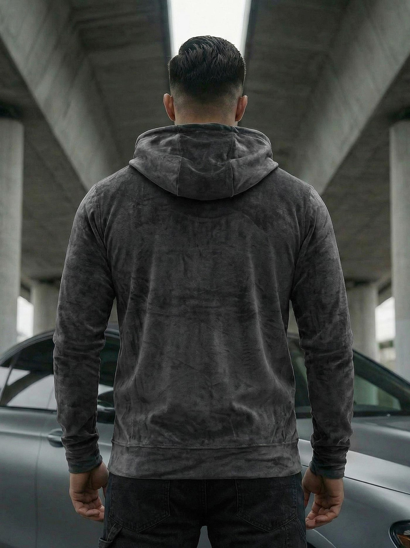 Мъжки велурен суитшърт графитна OZONEE JS/8B1168/6Z