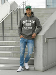 Мъжки суитшърт графитен OZONEE JS/8B1767/5Z