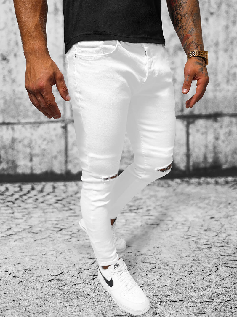 Мъжки дънки бяло OZONEE E/5391/01