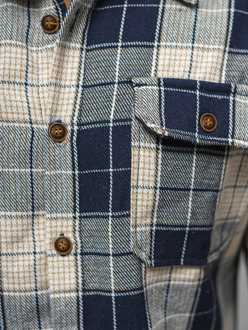 Мъжка риза тъмносин OZONEE NB/MC727BS