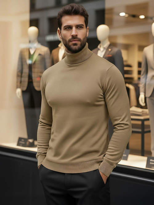 Мъжки пуловер камел OZONEE V/V24504