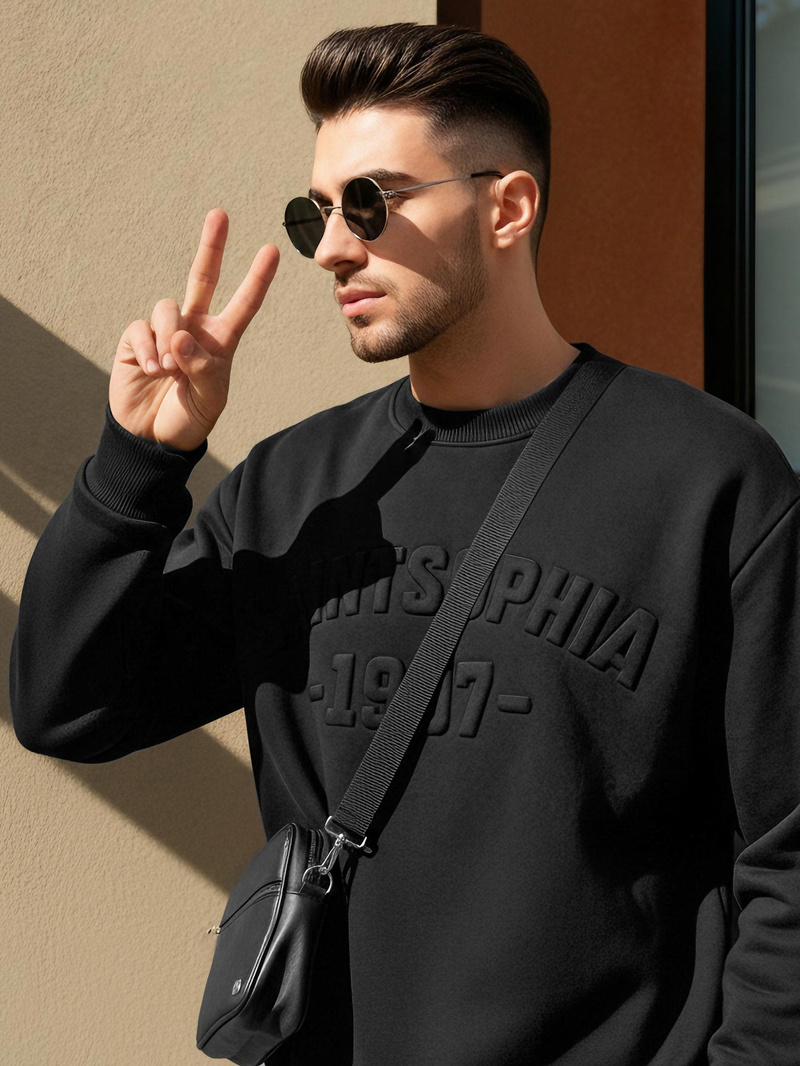 Мъжки суитшърт черен OZONEE JS/8B1953/3