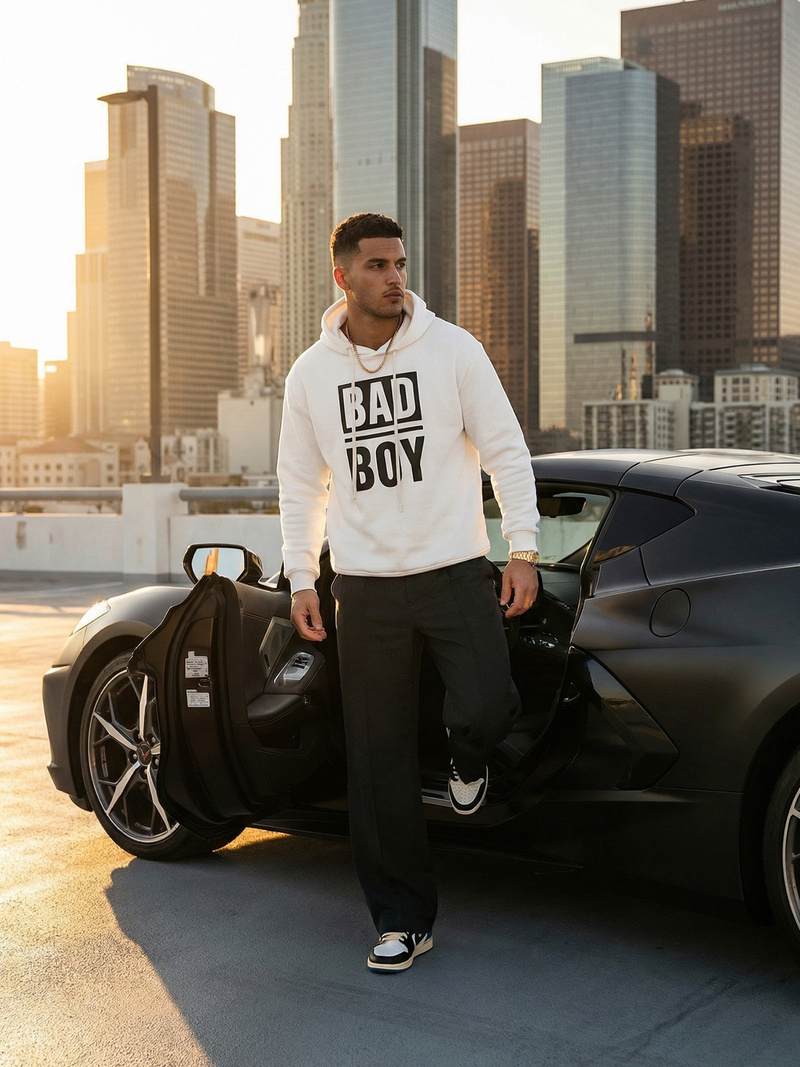 Мъжки суитшърт с качулка Бял OZONEE JS/65B3909/1Z