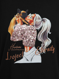 Дамска тениска черна OZONEE JS/95T2575/3