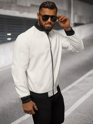 Мъжко кожено яке бяла OZONEE O/88120