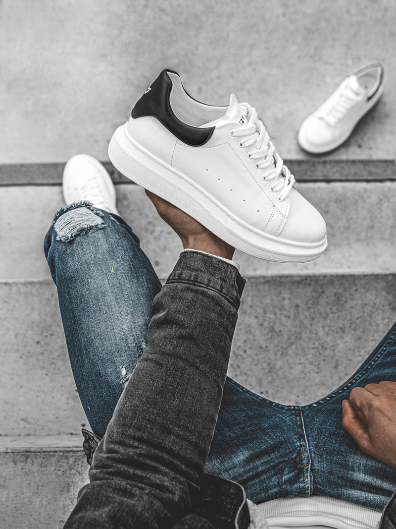 Сникърси бяло-черни OZONEE B/2051