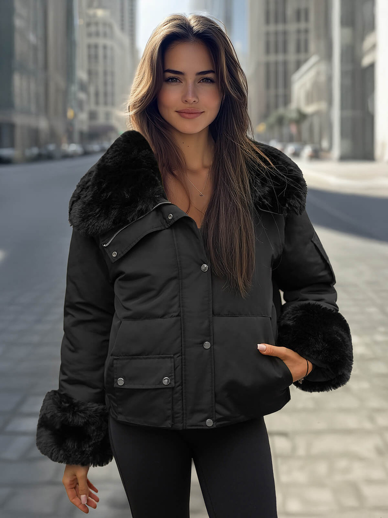 Дамско яке черно OZONEE O/H833Z